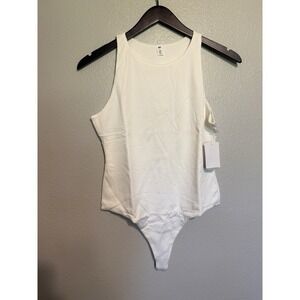 BP. Nordstrom Butter Tank Ribbed Bodysuit in Ivory Tofu Womens Size L NWT